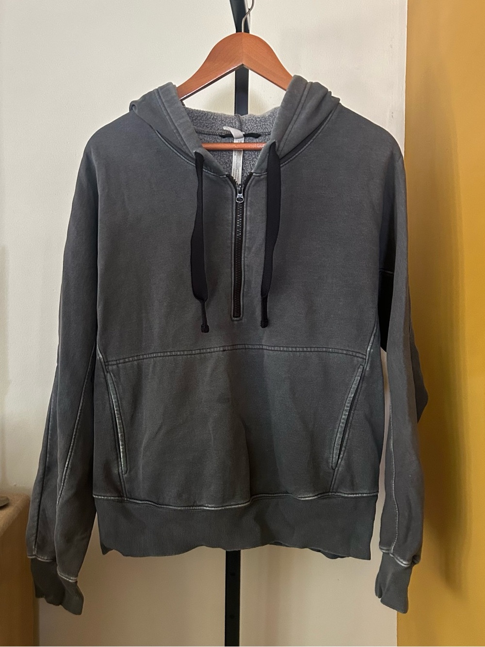 Free People FP Movement 1/2 Zip Hoodie Sweatshirt Charcoal Gray Oversized Large
